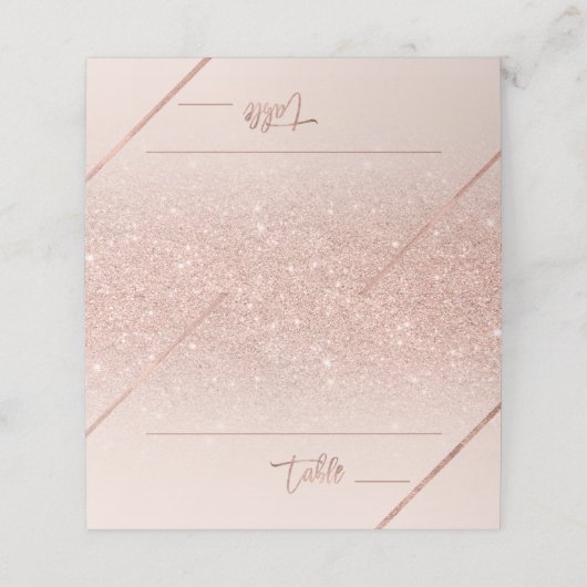 バラ金ゴールドグリッタータイポグラフィ赤面結婚ピンク プレイスカード (外部開封)