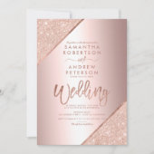 バラ金ゴールドグリッタータイポグラフィ金結婚属箔 招待状 (正面)