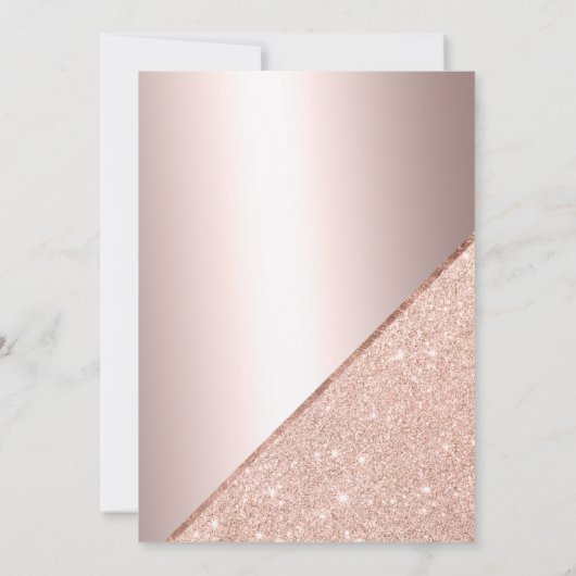 バラ金ゴールドグリッタータイポグラフィ金結婚属箔 招待状 (裏面)