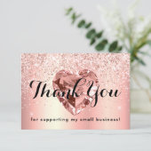 バラ金ゴールドグリッターダイヤモンドハート事業カスタム サンキューカード (スタンド正面)