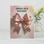 バラ金ゴールドグリッターダイヤモンドボウ誕生日 招待状 (スタンド正面)