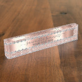 バラ金ゴールドグリッターダイヤモンドルック手書き デスクネームプレート (側面)