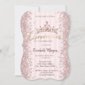 バラ金ゴールドグリッターダストクラウンピンクストライプ色 招待状 (正面)