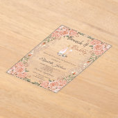 バラ金ゴールドグリッターダストブランチバラブライダルシャワー アクリル招待状 (レイダウン)