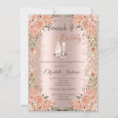 バラ金ゴールドグリッターダストブランチバラブライダルシャワー 招待状 (正面)