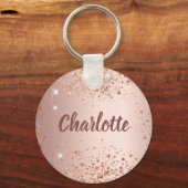 バラ金ゴールドグリッターダストモノグラム名 キーホルダー (正面)