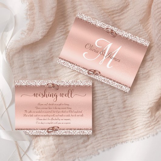 バラ金ゴールドグリッターダマスクウィッシングウェル エンクロージャーカード