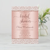 バラ金ゴールドグリッターダマスクブライダルシャワー 招待状 (スタンド正面)