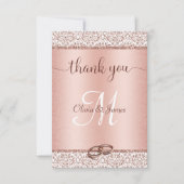 バラ金ゴールドグリッターダマスクメタリック結婚ズ サンキューカード (正面)