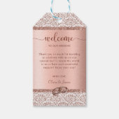 バラ金ゴールドグリッターダマスクモノグラム結婚の歓迎 ギフトタグ (正面)