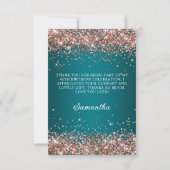 バラ金ゴールドグリッターダークターコイズ40th誕生日 サンキューカード (裏面)