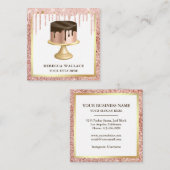 バラ金ゴールドグリッターチョコレートドリップスケーキベーカリー スクエア名刺 (正面/裏面)