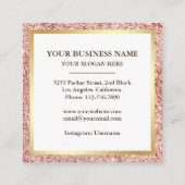 バラ金ゴールドグリッターチョコレートドリップスケーキベーカリー スクエア名刺 (裏面)