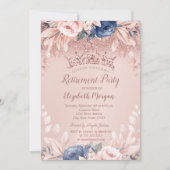 バラ金ゴールドグリッターティアラブルーフラワーズリタイア 招待状 (正面)