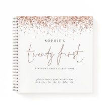 バラ金ゴールドグリッターティーンファースト誕生日ゲストブック