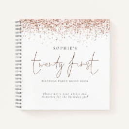 バラ金ゴールドグリッターティーンファースト誕生日ゲストブック ノートブック