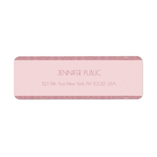 バラ金ゴールドグリッターテンプレートトレンディー差出人住所 ラベル (正面)