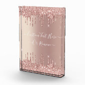 バラ金ゴールドグリッターデスク付属品およびカスタム文字 フォトブロック (右)