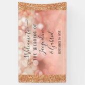 バラ金ゴールドグリッタートゥインクルフェアリーライト赤面ピンク 横断幕 (縦)