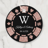 バラ金ゴールドグリッタートランプのポーカーチップカジノウェディングパーティー フェイバータグ (正面)