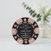 バラ金ゴールドグリッタートランプのポーカーチップカジノブライダルシャワー 招待状 (スタンド正面)