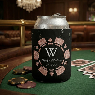 バラ金ゴールドグリッタートランプのポーカーチップカ結婚ジノ 缶クーラー