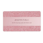 バラ金ゴールドグリッタートレンディーテンプレートエレガント出荷 ラベル (正面)