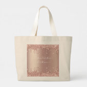 バラ金ゴールドグリッタートートバッグカスタム文字 ラージトートバッグ (裏面)