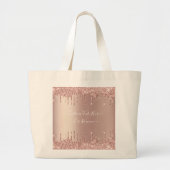 バラ金ゴールドグリッタートートバッグカスタム文字 ラージトートバッグ (正面)