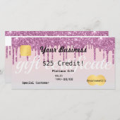 バラ金ゴールドグリッタードグラデーションリップギフト券 サンキューカード (正面/裏面)