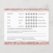 バラ金ゴールドグリッタードッググルーミングレポートカード チラシ (裏面)