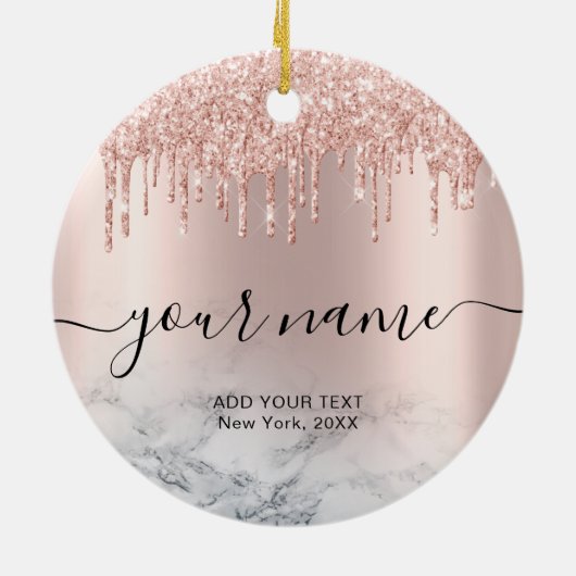 バラ金ゴールドグリッタードライエレガントプシックスクリプト名 セラミックオーナメント (裏面)