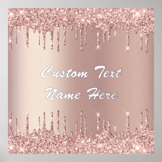 バラ金ゴールドグリッタードライカスタムプ文字フォイルプリント 箔ポスター (正面)