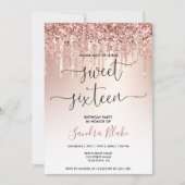 バラ金ゴールドグリッタードライガーリープモダンスウィート16 招待状 (正面)