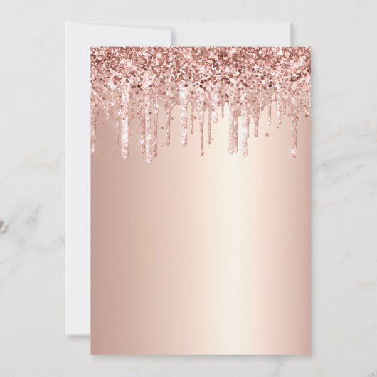 バラ金ゴールドグリッタードライガーリープモダンスウィート16 招待状 (裏面)