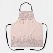 バラ金ゴールドグリッタードライガーリーモダン文字 エプロン (正面)