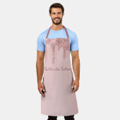 バラ金ゴールドグリッタードライパーソナライズされたプサロン エプロン (着用した状態)