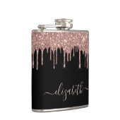 バラ金ゴールドグリッタードライパーソナライズされたプスブラック フラスク (右)