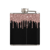 バラ金ゴールドグリッタードライパーソナライズされたプスブラック フラスク (裏面)