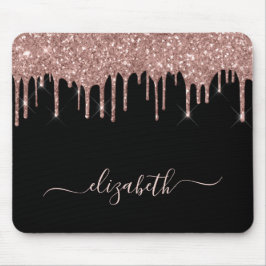 バラ金ゴールドグリッタードライパーソナライズされたプスブラック マウスパッド