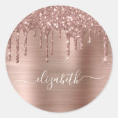 バラ金ゴールドグリッタードライパーソナライズされたプ ラウンドシール (正面)
