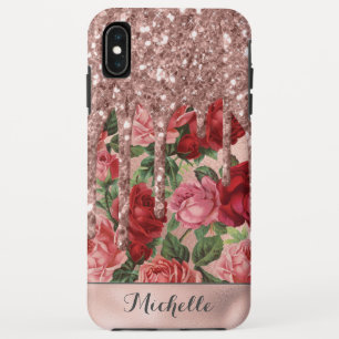 バラ金ゴールドグリッタードライブヴィンテージバラフローラ名 iPhone XS MAXケース