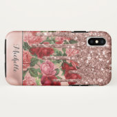 バラ金ゴールドグリッタードライブヴィンテージバラフローラ名 Case-Mate iPhoneケース (裏面(横))