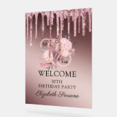 バラ金ゴールドグリッタードライブ50誕生日 アクリルサイン (傾斜)