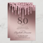 バラ金ゴールドグリッタードライブ70番目の誕生日サプライズInv 招待状 (正面/裏面)