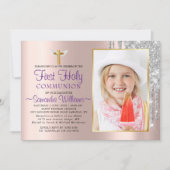 バラ金ゴールドグリッタードライプフォトファースト通信 招待状 (正面)