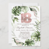 バラ金ゴールドグリッタードライ葉プス18誕生日 招待状 (正面)