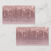 バラ金ゴールドグリッタードリップアポイントメントヘアメイクアップ 名刺 (正面/裏面)