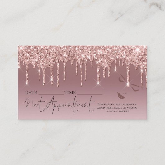 バラ金ゴールドグリッタードリップアポイントメントヘアメイクアップ 名刺 (正面)