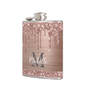 バラ金ゴールドグリッタードリップオンピンクメタルモノグラムの フラスク (左)